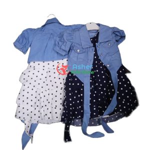 Demin-Polka-Dotted Baby Dresses